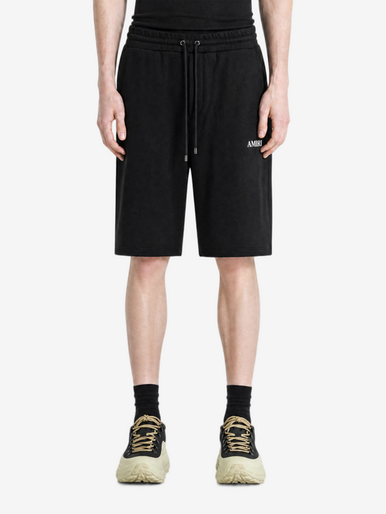 Black shorts, full body view