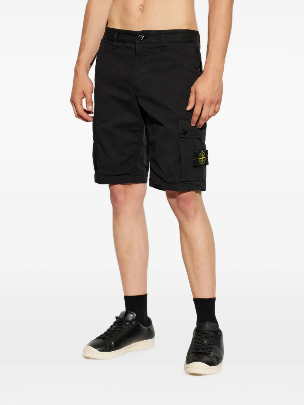Black shorts, full body view