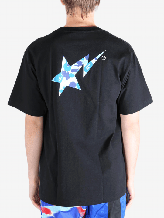 Black tee, back view