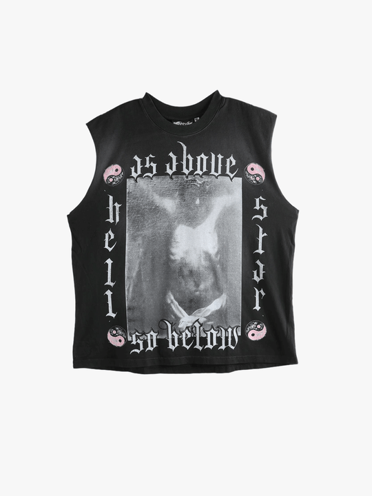 Black t-shirt, front view 