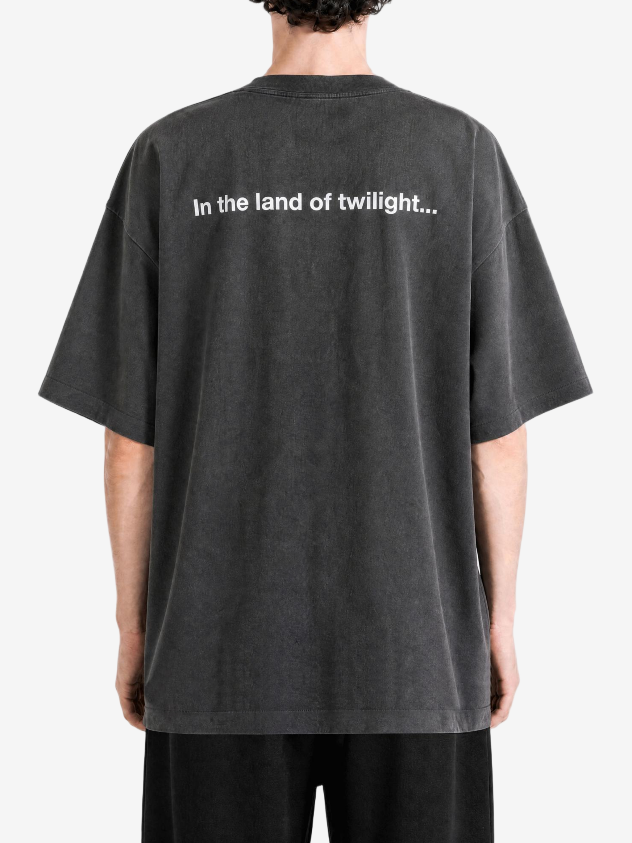 Black t-shirt, full body view