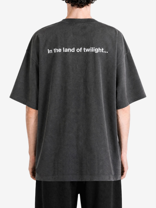 Black t-shirt, full body view