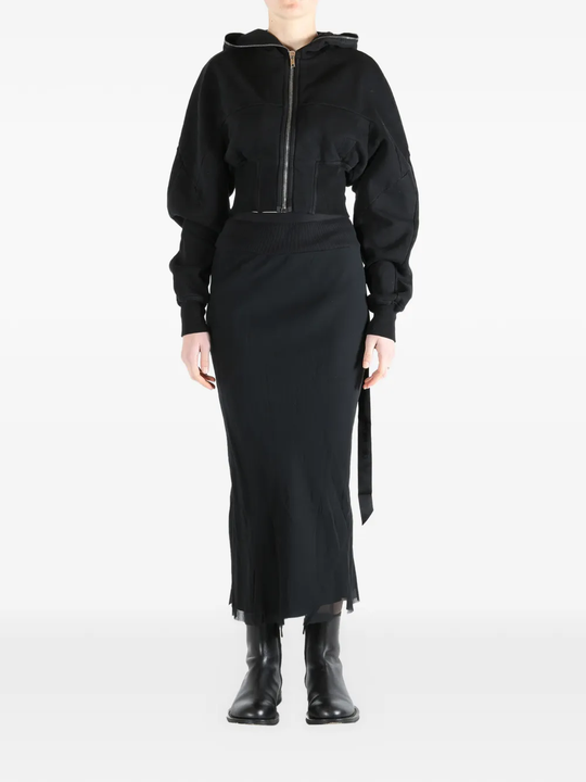 Black hoodie, full body view