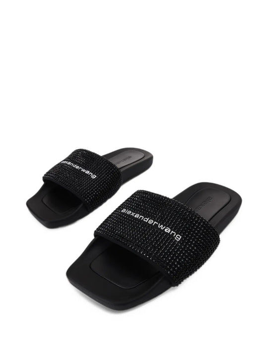 Black sandals, front view