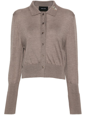 SIMONE ROCHA - Women W/Emb Merino Silk Knit Polo Cardigan