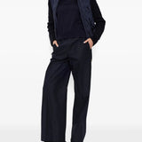 Navy jacket, full body view