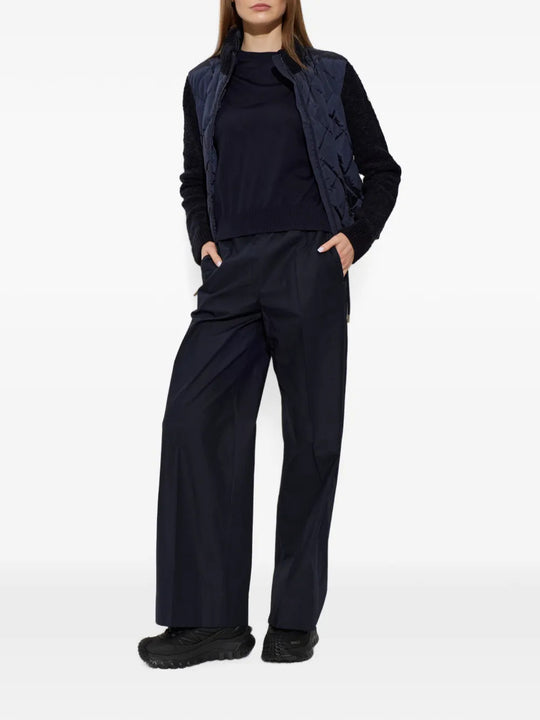 Navy jacket, full body view