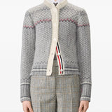 THOM BROWNE - Women Fair Isle Jersey Float Jacquard Cropped Crew Neck Cardigan