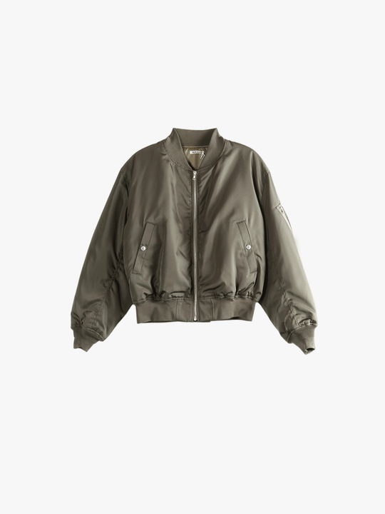 Green bomber jacket,front view