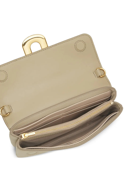 Tan accessories, front view