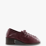 Burgundy shoes, side view