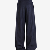 Navy pants, full body view