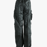 Black pant worn by a person, showing the cotton fit