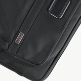 Close up of the black bag, showing texture of the nylon fabric