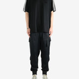 Black t-shirt, full body view