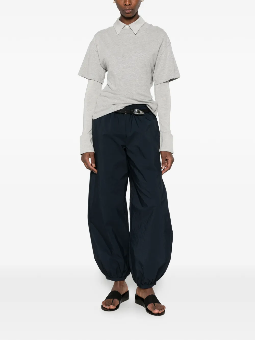 Blue pants, full body view