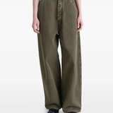 Brown pants worn by a person, showing the pants fit