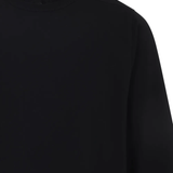 Close up of black t-shirt, showing texture of the cotton fabric