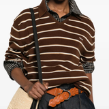 Brown shirt worn by a person, showing the shirt's fit