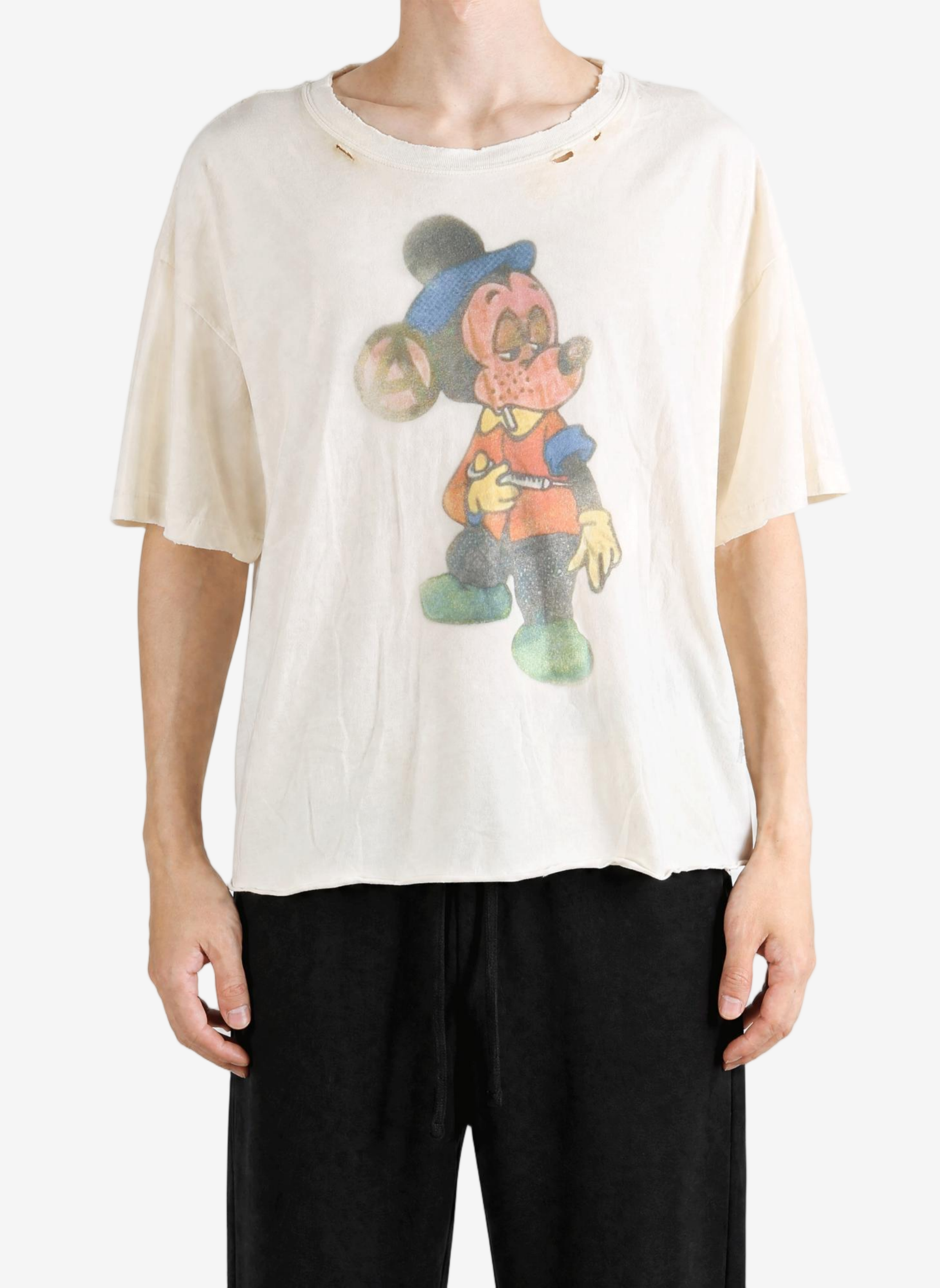 Tan t-shirt, full body view