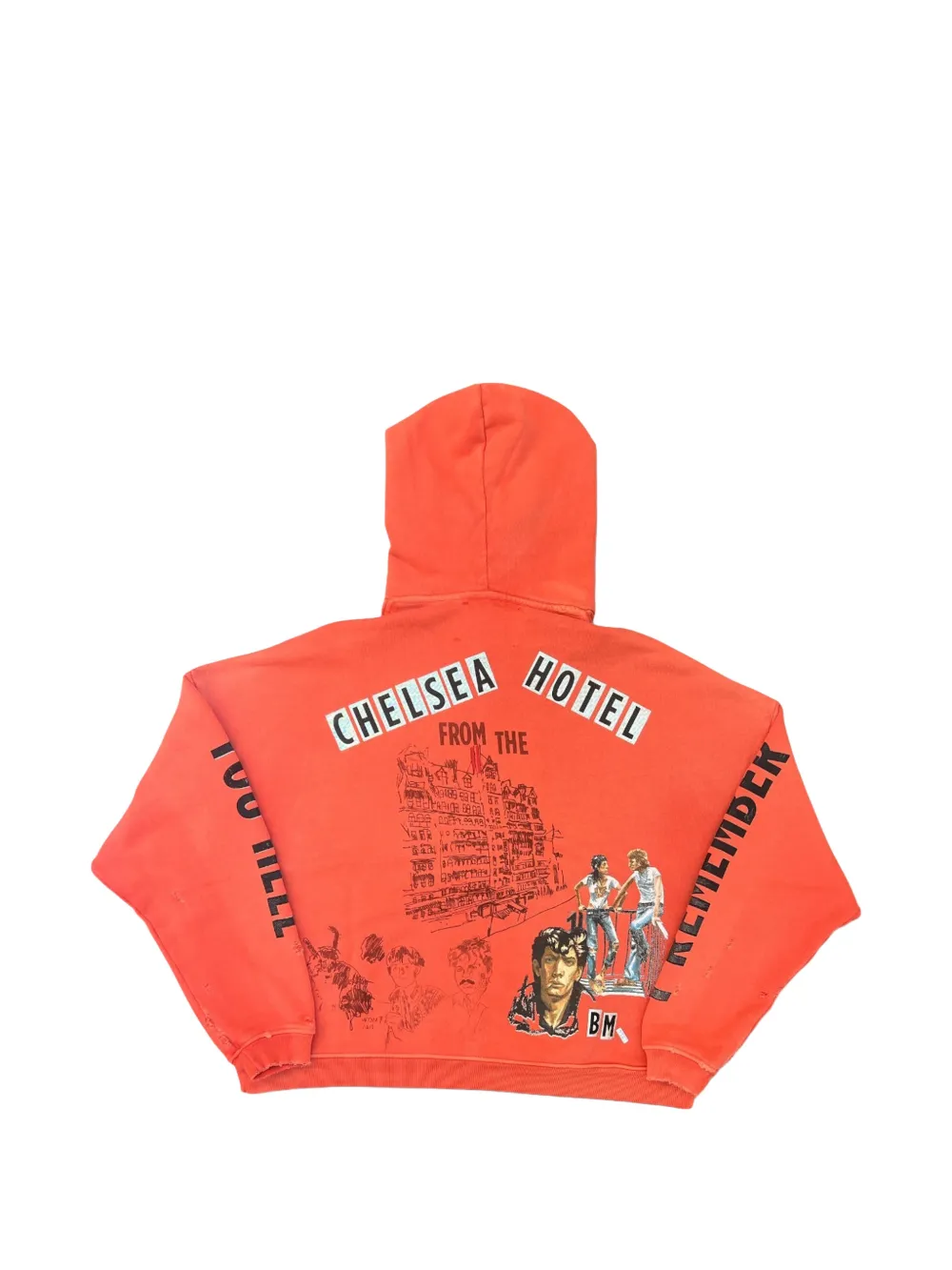 Red hoodie, back view