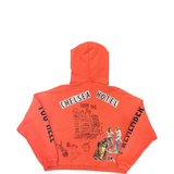 Red hoodie, back view
