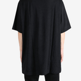 Black t-shirt, full body view