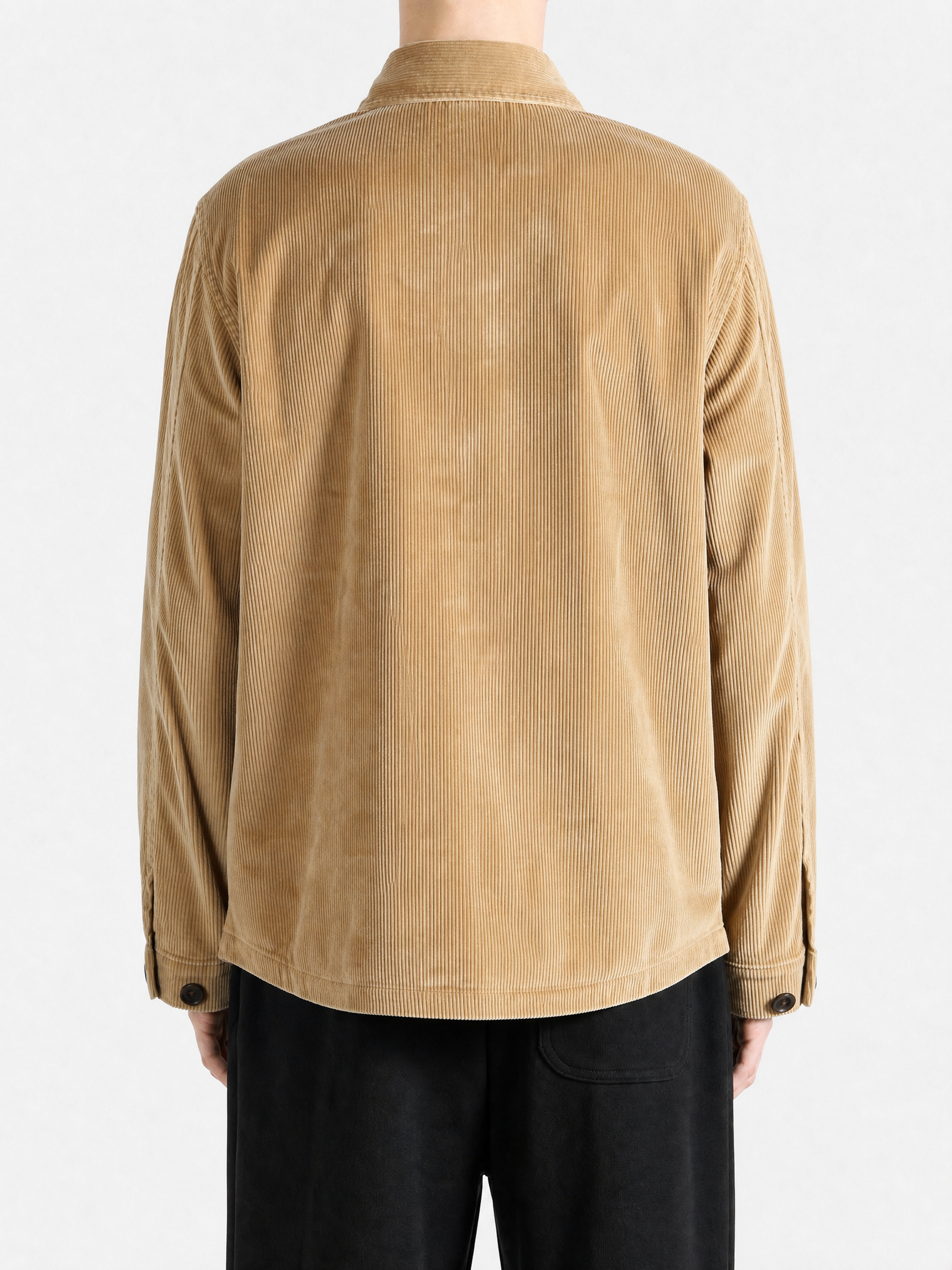 Tan jacket, full body view