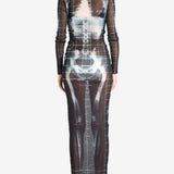 JEAN PAUL GAULTIER - Women Printed "Squeletor" Mesh Long Dress