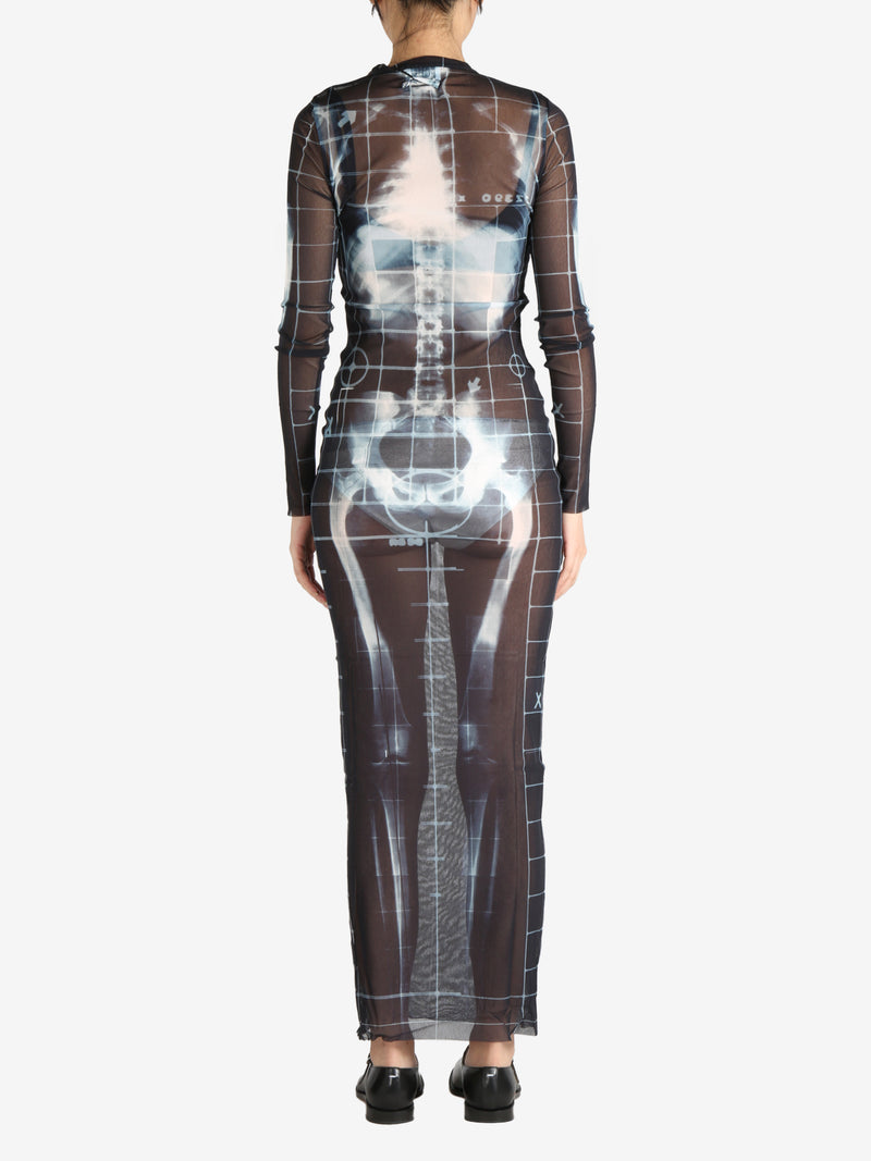 JEAN PAUL GAULTIER - Women Printed "Squeletor" Mesh Long Dress