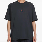 Navy t-shirt, full body view
