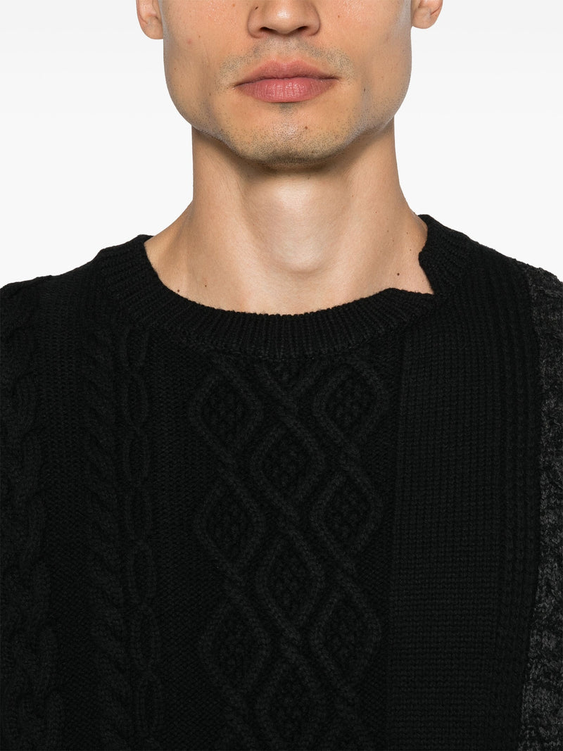 YOHJI YAMAMOTO POUR HOMME - Men Wool Round Neck Sweater