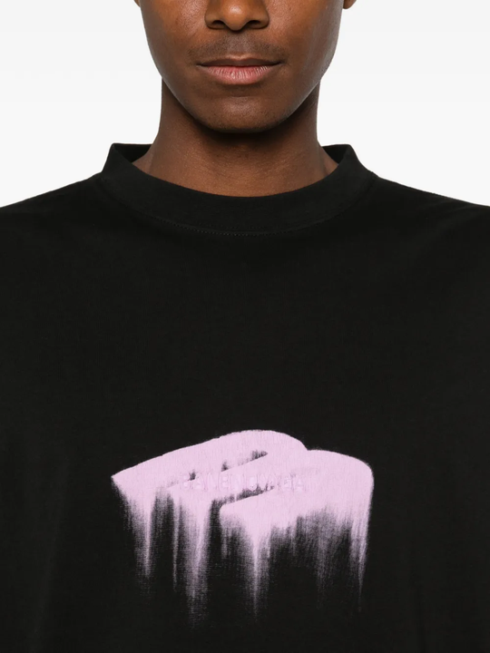 Close up of black T-shirt , showing texture of the cotton fabric