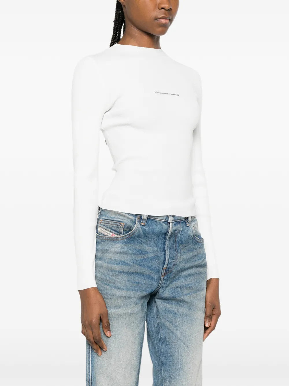 White top, full body view