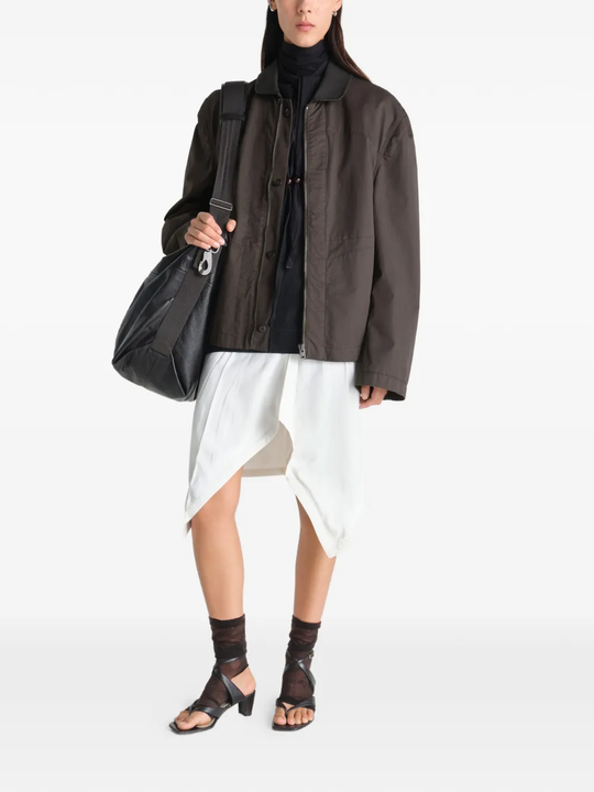 Brown jacket, full body view