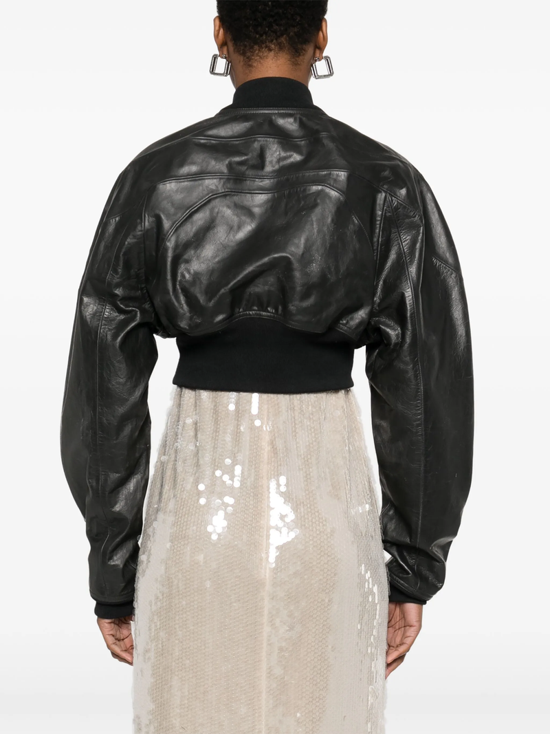 RICK OWENS - Women Cropped Leather Girdered Bomber