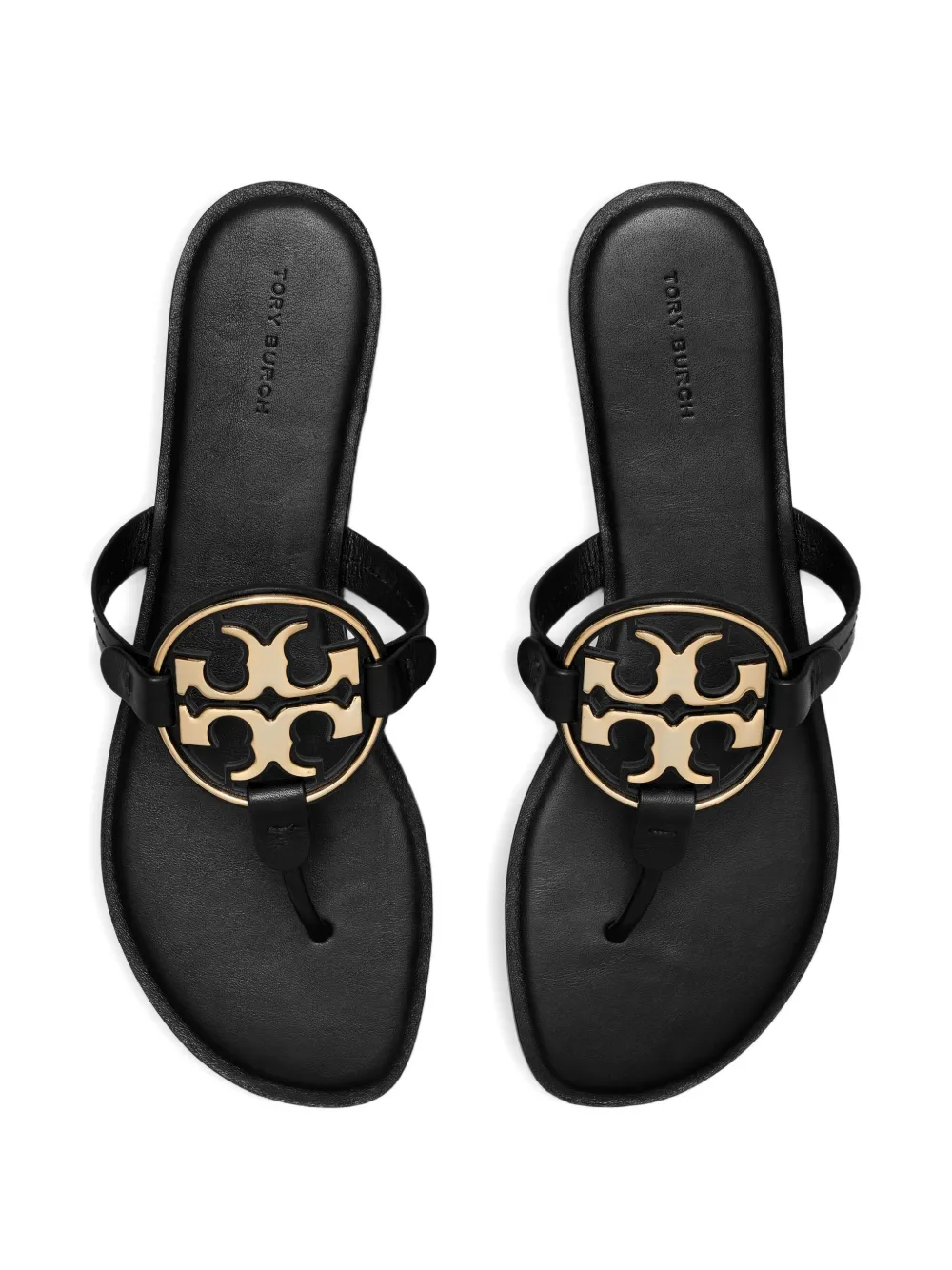Black sandals, top view