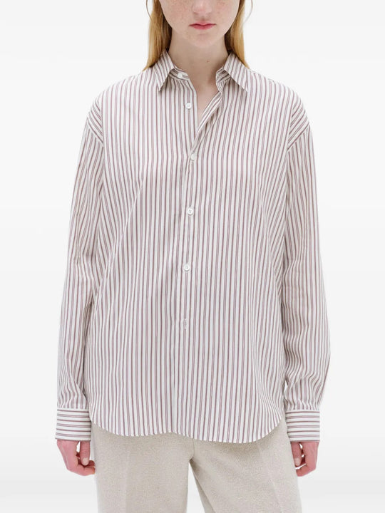 Burgundy shirt, full body view