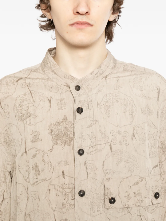 Close up of tan shirt,showing texture of the cotton fabric