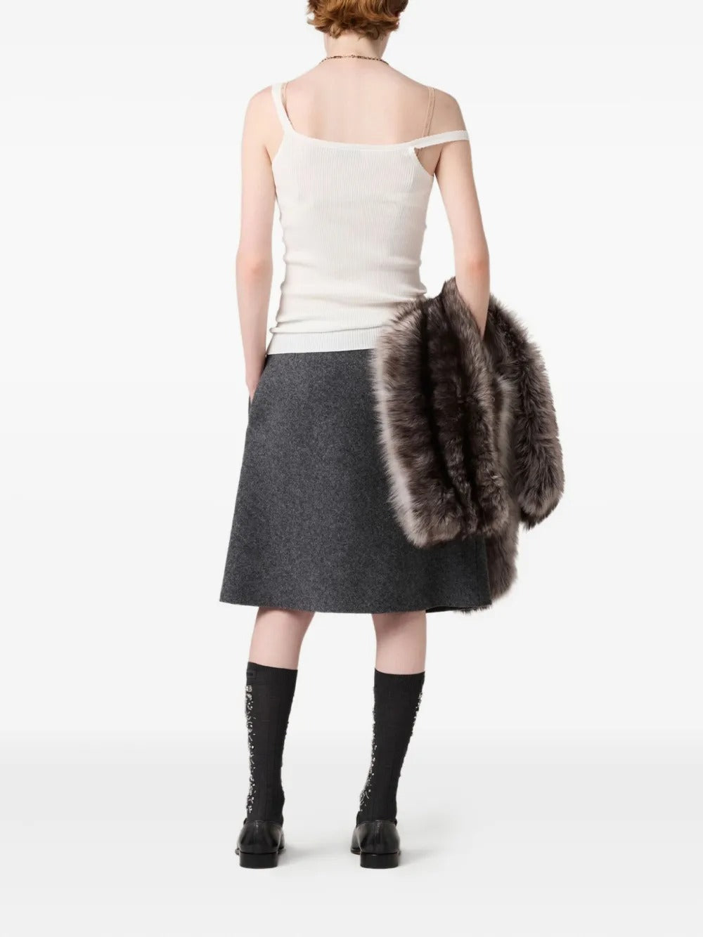 White knitwear, full body view