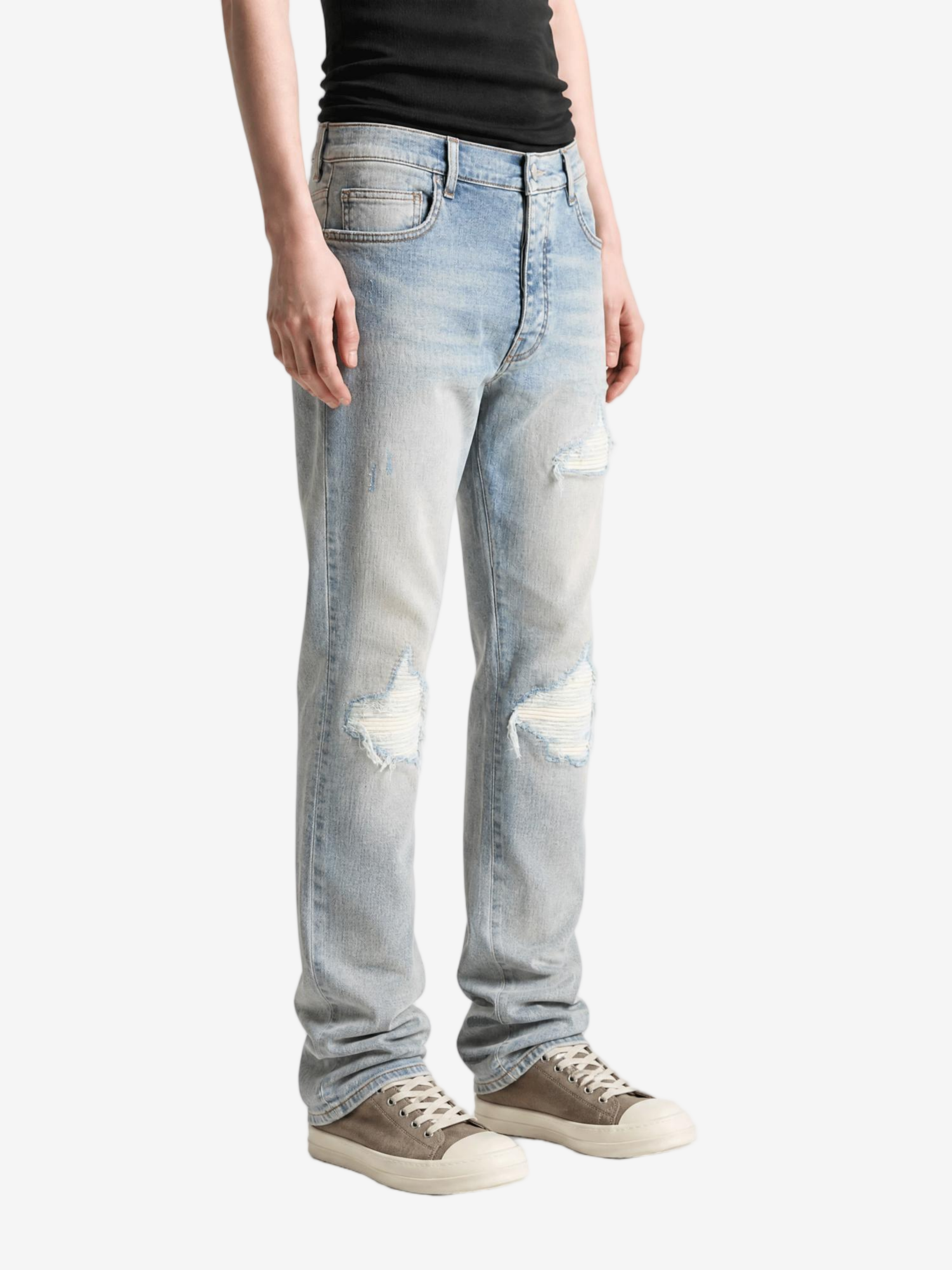 Blue pants, full body view