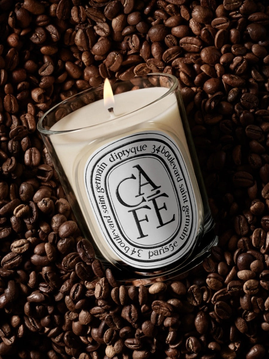 Close up of cafe candles, showing texture of the fabric
