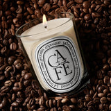 Close up of cafe candles, showing texture of the fabric