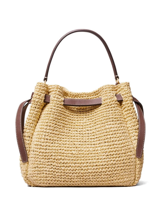 Tan bags, back view
