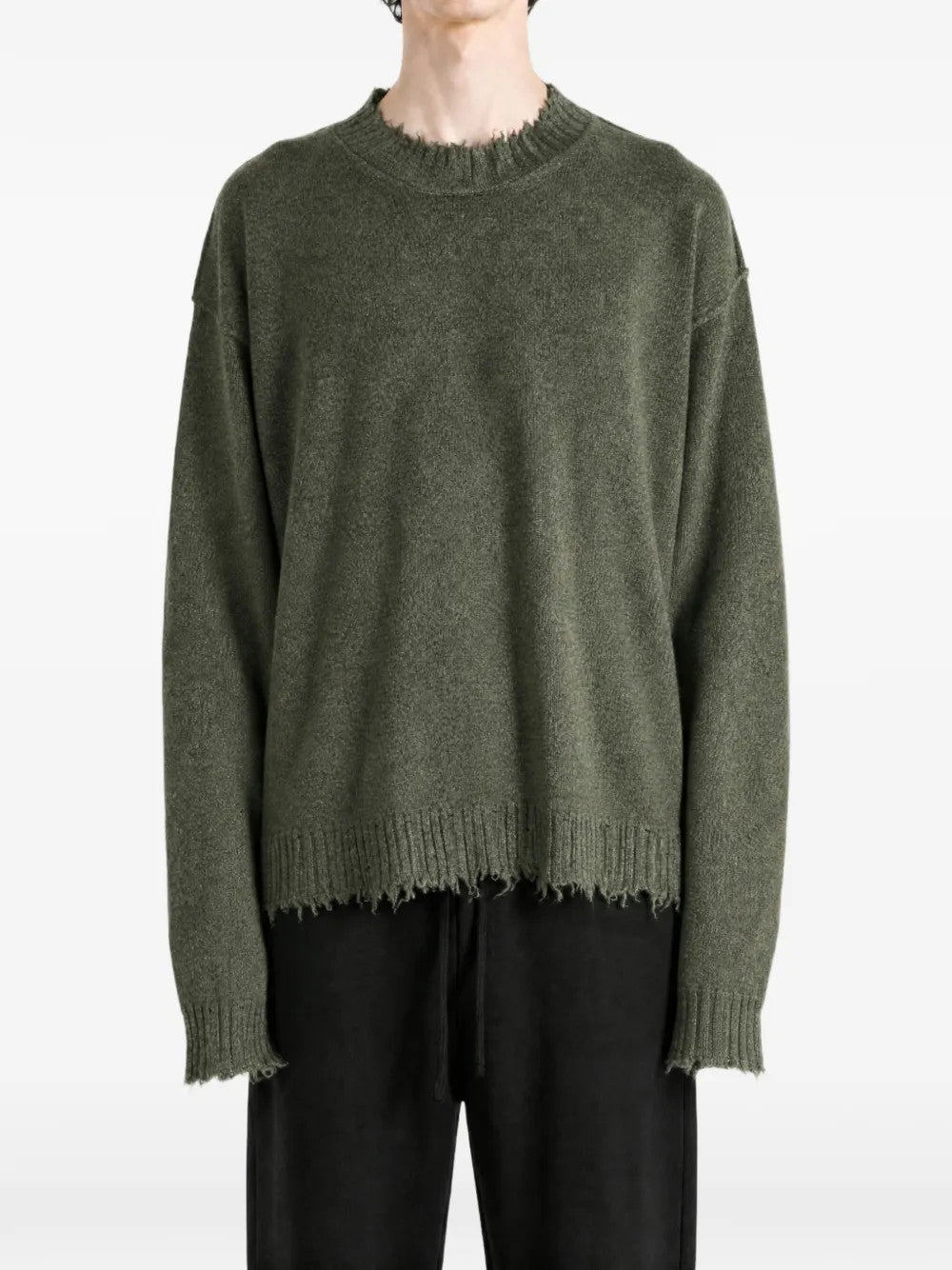 Green top, full body view