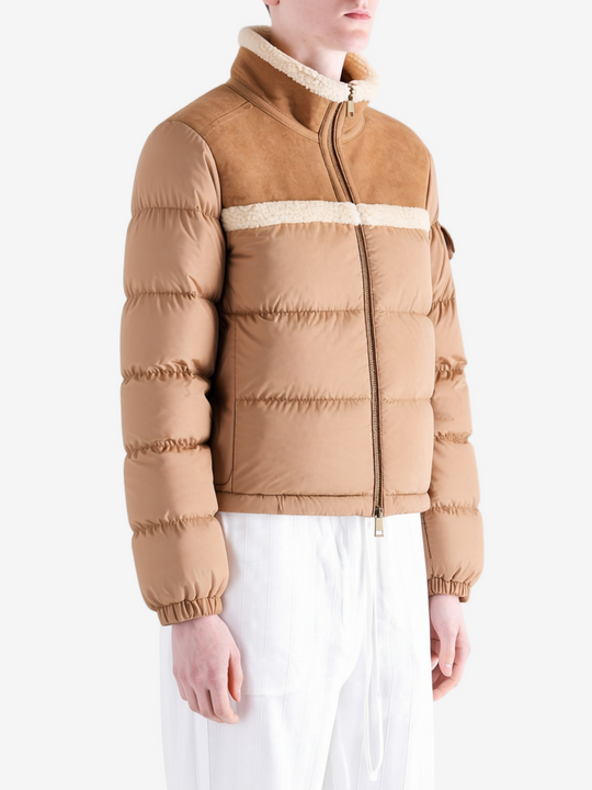 Brown jacket worn by a person, showing the jacket fit