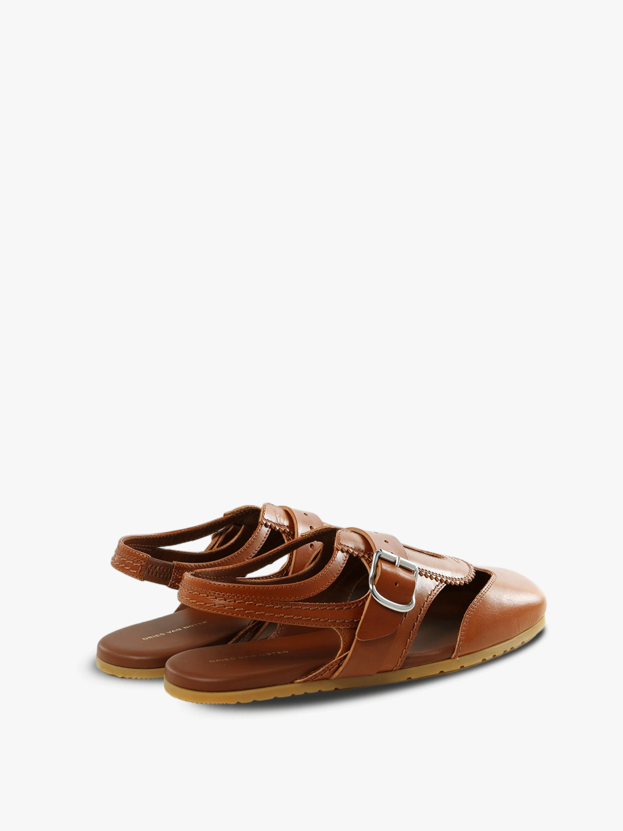 Brown sandals, back view