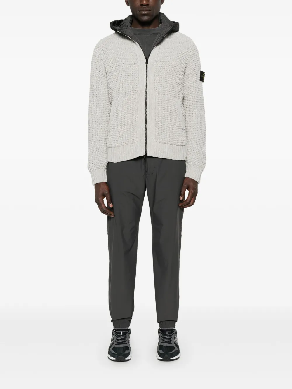 Grey coat, full body view
