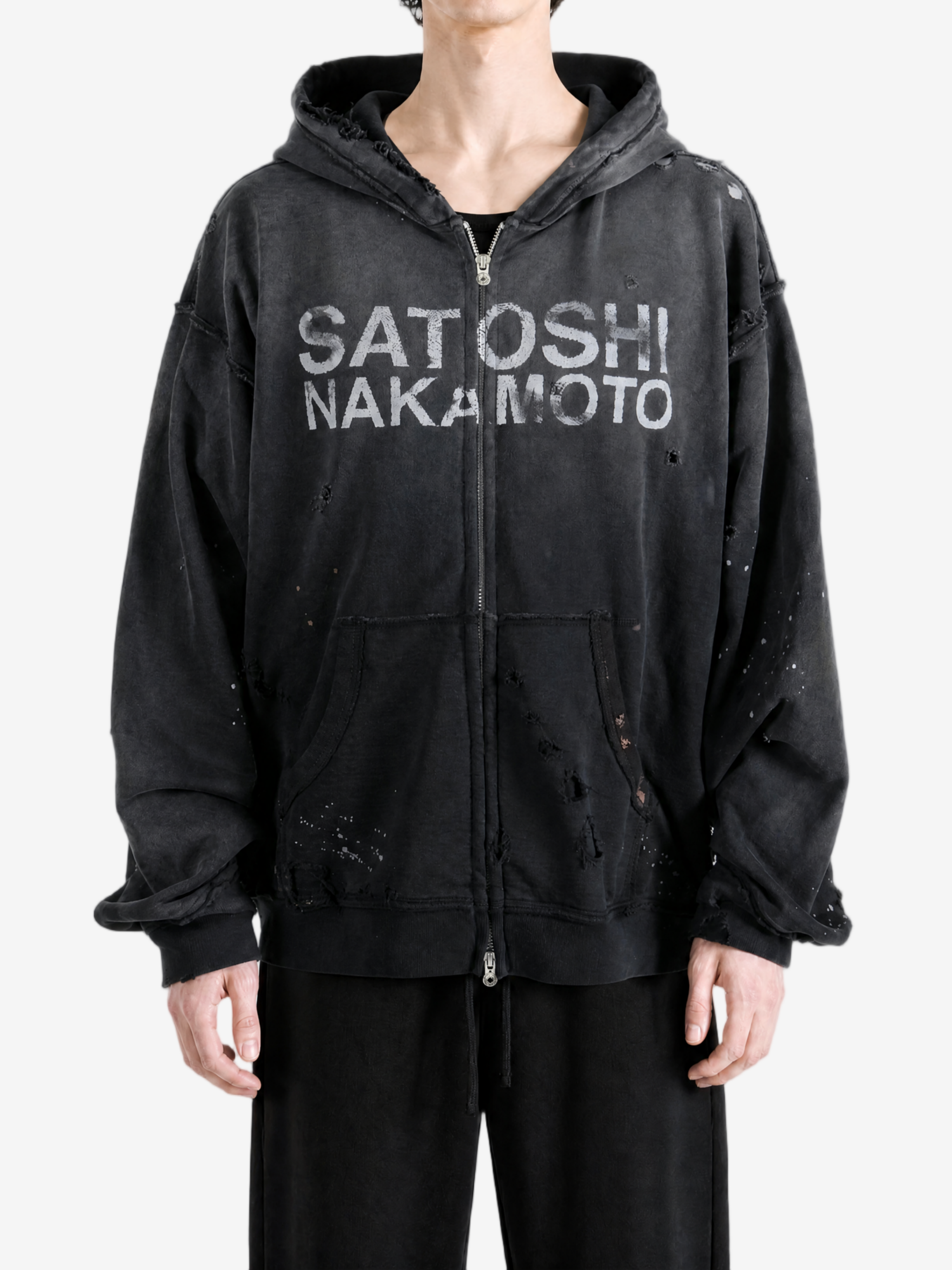Black hoodie, full body view