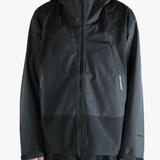Black jacket worn by a person, showing the  jacket's fit